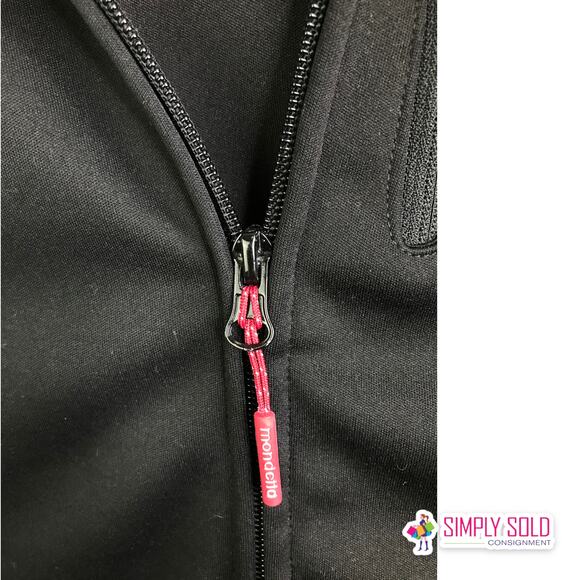 Mondetta Women's Hooded  Long Jacket High Vis Wicking Softshell Black Tapered S - Picture 11 of 13